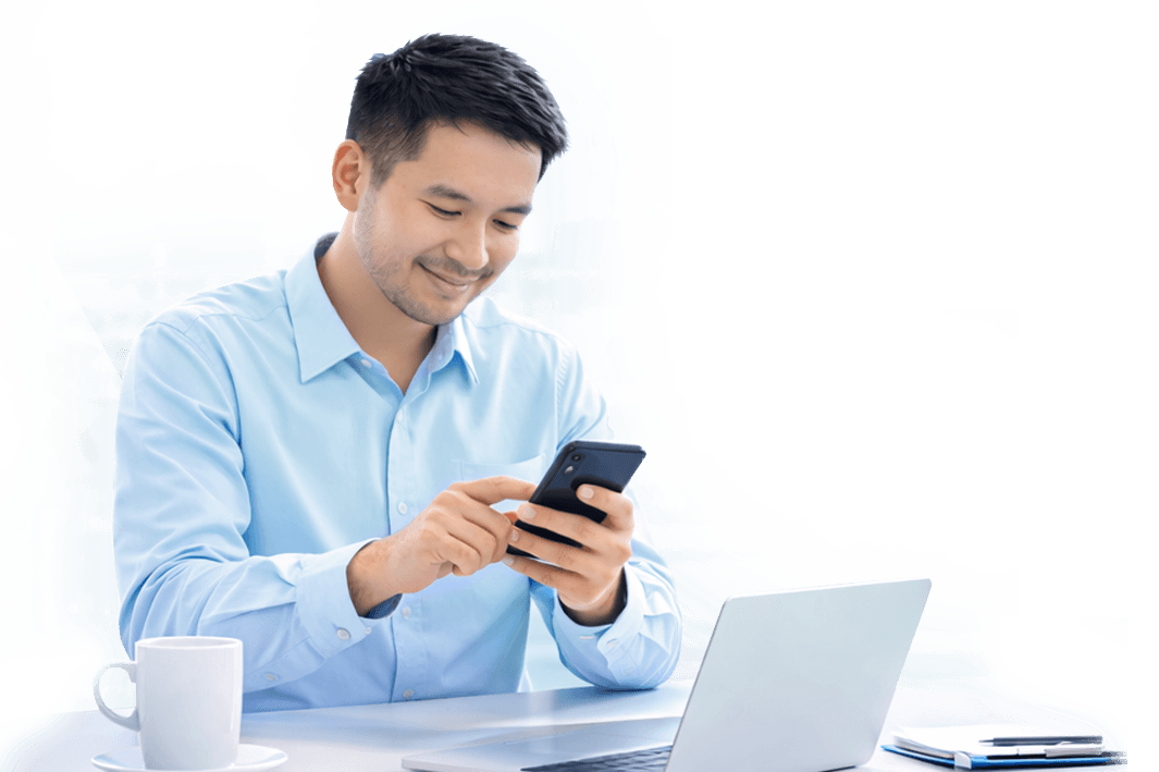 Business professional using phone